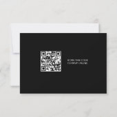 Gold-Script QR-Code-Hochzeitswebsite für Schwarz u RSVP Karte (Rückseite)