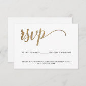 Gold Script QR Code Hochzeitswebsite Sitzplätze re Begleitkarte (Vorne/Hinten)