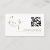 Gold Script QR Code Wedding RSVP Begleitkarte (Vorderseite)