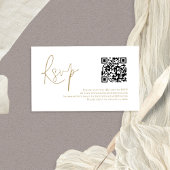 Gold Script QR Code Wedding RSVP Begleitkarte