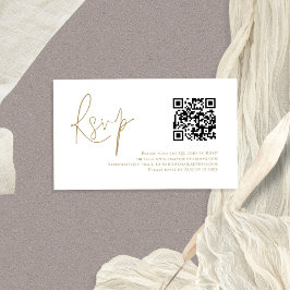 Gold Script QR Code Wedding RSVP Begleitkarte