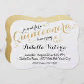 Gold Script Quinceanera Einladung (Vorne/Hinten)