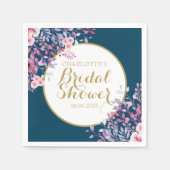 Gold Script Rosa Meadow Floral Brautparty Serviette (Vorderseite)