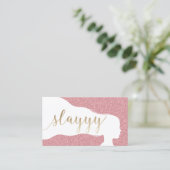 Gold Script Rose Gold Glitzer Salon Visitenkarte (Stehend Vorderseite)
