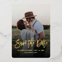 Gold Script Rustic Save the Date Hochzeit