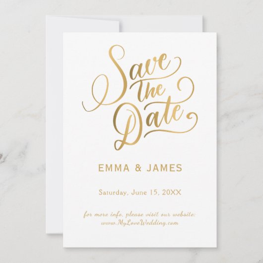 Gold Script Save the Date Card (Vorderseite)