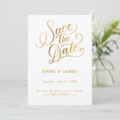 Gold Script Save the Date Card (Stehend Vorderseite)