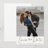 Gold Script Save the Date Einladung (Vorne/Hinten)