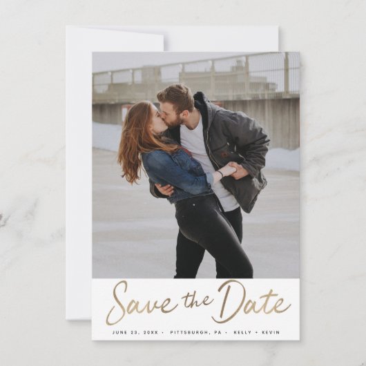 Gold Script Save the Date Einladung (Vorderseite)