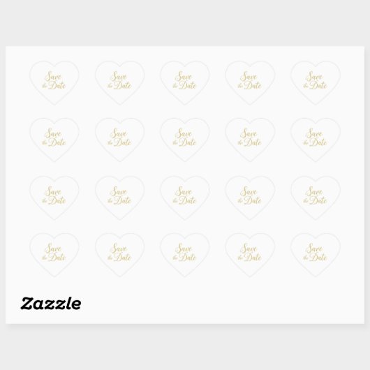 Gold Script Save the Date Heart Sticker - Elegant (Blatt)