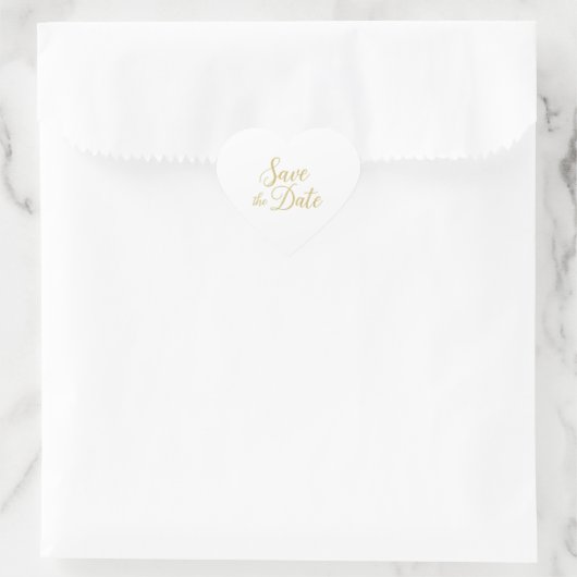 Gold Script Save the Date Heart Sticker - Elegant (Tasche)