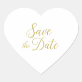 Gold Script Save the Date Heart Sticker - Elegant (Vorderseite)