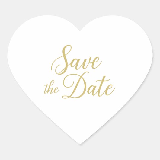 Gold Script Save the Date Heart Sticker - Elegant (Vorderseite)