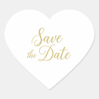 Gold Script Save the Date Heart Sticker - Elegant