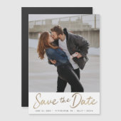 Gold Script Save the Date Magneteinladung (Vorne/Hinten)