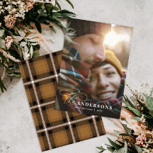 Gold-Script Senf karierter Backer 1 Foto Weihnacht