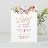 Gold Script Shhh! Es ist eine überraschende Geburt Einladung (Stehend Vorderseite)