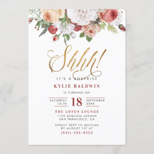 Gold Script Shhh! Es ist eine überraschende Geburt Einladung