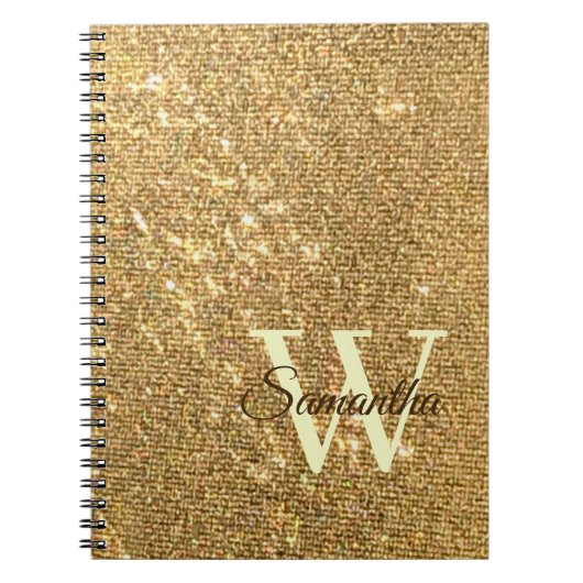 Gold Script Small Monogram Frost Glitzer Girly Notizblock (Vorderseite)