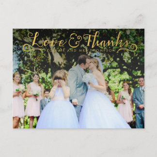 Gold Script Typografie Vielen Dank Foto Postcard Postkarte