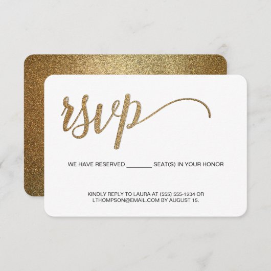 Gold Script-UAWG ohne Mailing Reservierung RSVP Karte (Vorne/Hinten)