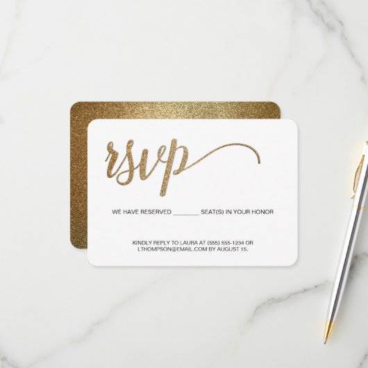 Gold Script-UAWG ohne Mailing Reservierung RSVP Karte (Vorderseite/Rückseite Beispiel)
