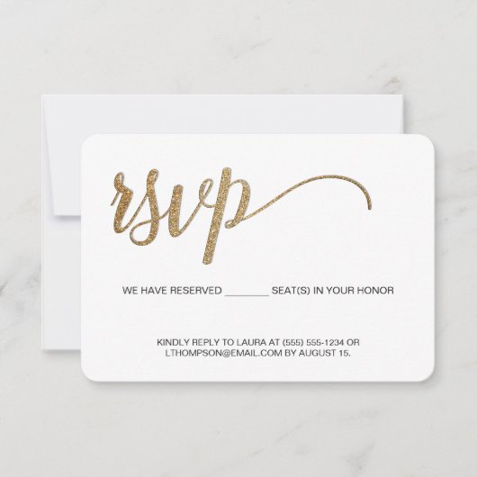 Gold Script-UAWG ohne Mailing Reservierung RSVP Karte (Vorderseite)