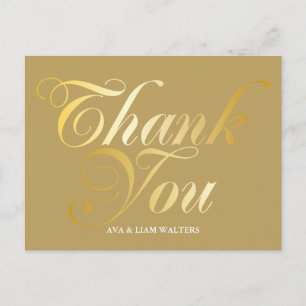 Gold Script Vielen Dank Postkarte