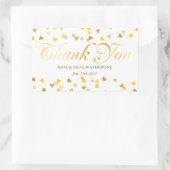 Gold Script Vielen Dank und Golden Hearts Confetti Rechteckiger Aufkleber (Tasche)