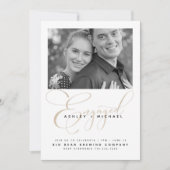 Gold Script Watercolor Foto Engagement Party Einladung (Vorderseite)