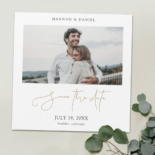 Gold Script Wedding Foto Speichern Sie das Date Ma Magnetkarte