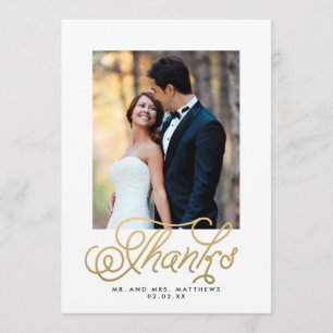 Gold Script Wedding Foto Vielen Dank Dankeskarte