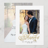 Gold Script Wedding Foto Vielen Dank Dankeskarte (Vorne/Hinten)