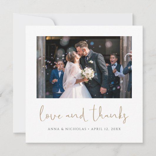 Gold Script Wedding Foto Vielen Dank, dass Sie ein Dankeskarte (Vorderseite)