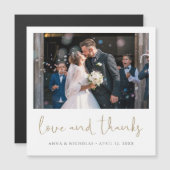 Gold Script Wedding Foto Vielen Dank Magnet (Vorne/Hinten)