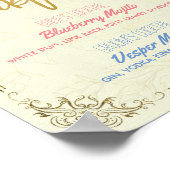 Gold Script Wedding Signature Cocktail Drink Menü Poster (Ecke)