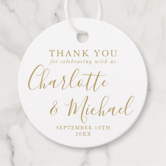 Gold Script Wedding Vielen Dank für Ihr Interesse Geschenkanhänger (Vorderseite)