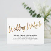 Gold Script Wedding Website, Save the Date Card Begleitkarte (Stehend Vorderseite)
