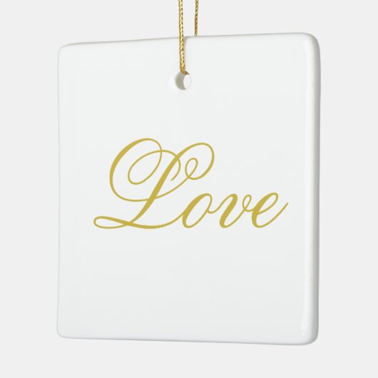 Gold Script White Red Liebe Wedding Calligraphy Keramikornament (Links)