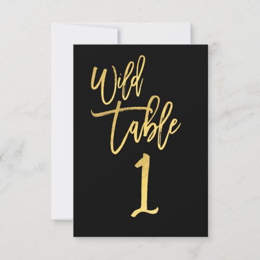 Gold Script Wild Birthday Party Tischnummer 1 (Vorderseite)