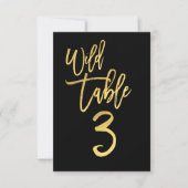 Gold Script Wild Birthday Party Tischnummer 3 (Vorderseite)