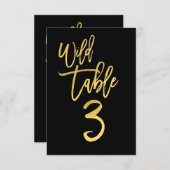 Gold Script Wild Birthday Party Tischnummer 3 (Vorne/Hinten)