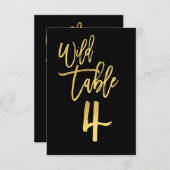 Gold Script Wild Birthday Party Tischnummer 4 (Vorne/Hinten)