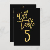 Gold Script Wild Birthday Party Tischnummer 5 (Vorne/Hinten)