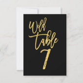 Gold Script Wild Birthday Party Tischnummer 7 (Rückseite)
