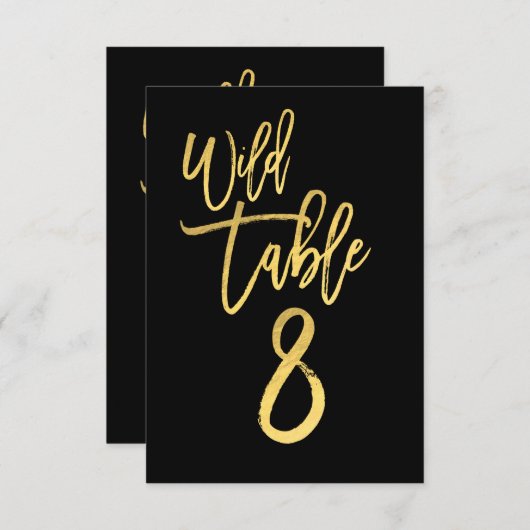 Gold Script Wild Birthday Party Tischnummer 8 (Vorne/Hinten)