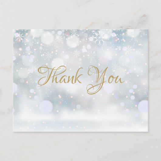 Gold Script Winter Snowflakes Business Thank You Postkarte (Vorderseite)