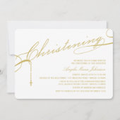 Gold Scripted Taufkreuz-Foto religiös Einladung (Vorderseite)