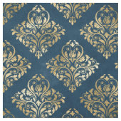 Gold Scroll Design auf Deep Blue Stoff (Nahaufnahme)
