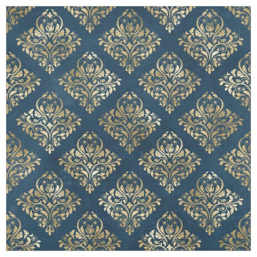 Gold Scroll Design auf Deep Blue Stoff (Muster)